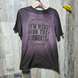 Keep It Gypsy I'm Here For The Cowboys Brown Purple Graphic Tee Medium Rodeo NFR
